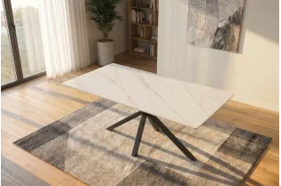 Table Galaxie céramique blanche 160 cm — Piètement étoilé 2