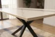 Table Galaxie céramique blanche 160 cm — Piètement étoilé