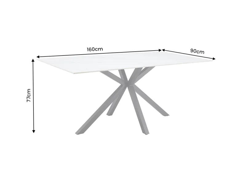 Table Galaxie céramique blanche 160 cm — Piètement étoilé