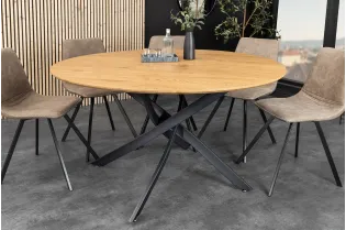 Table ronde HELIX 120 cm en chêne sauvage naturel — Adeniahome