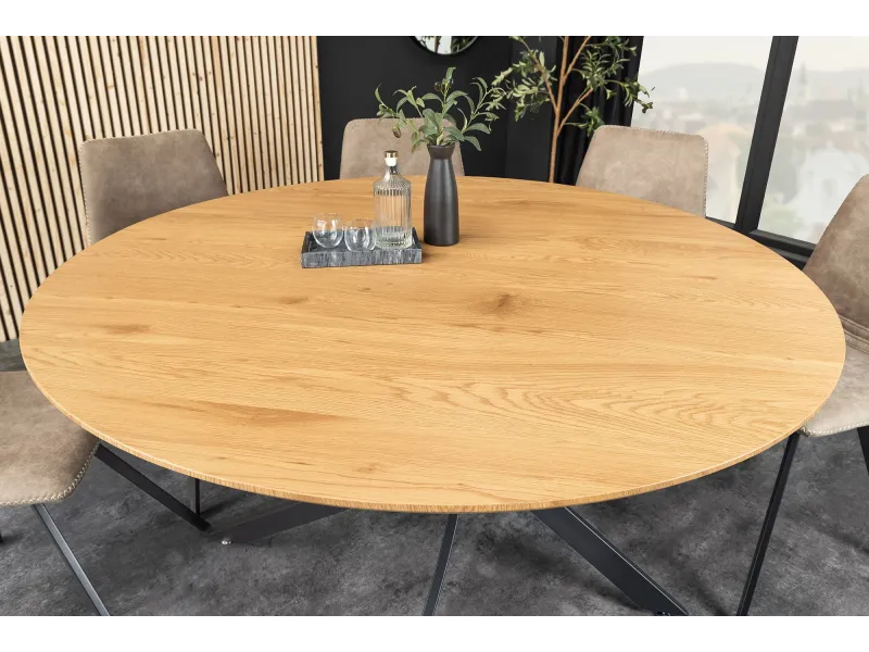 Table ronde HELIX 120 cm en chêne sauvage naturel — Adeniahome