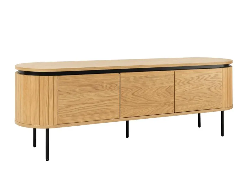 Meuble TV Atelier 160 cm en chêne naturel — Pieds métal noir