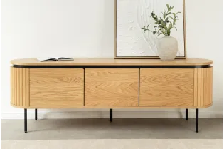 Meuble TV Atelier 160 cm en chêne naturel — Pieds métal noir 2