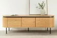 Meuble TV Atelier 160 cm en chêne naturel — Pieds métal noir