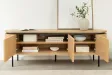Meuble TV Atelier 160 cm en chêne naturel — Pieds métal noir