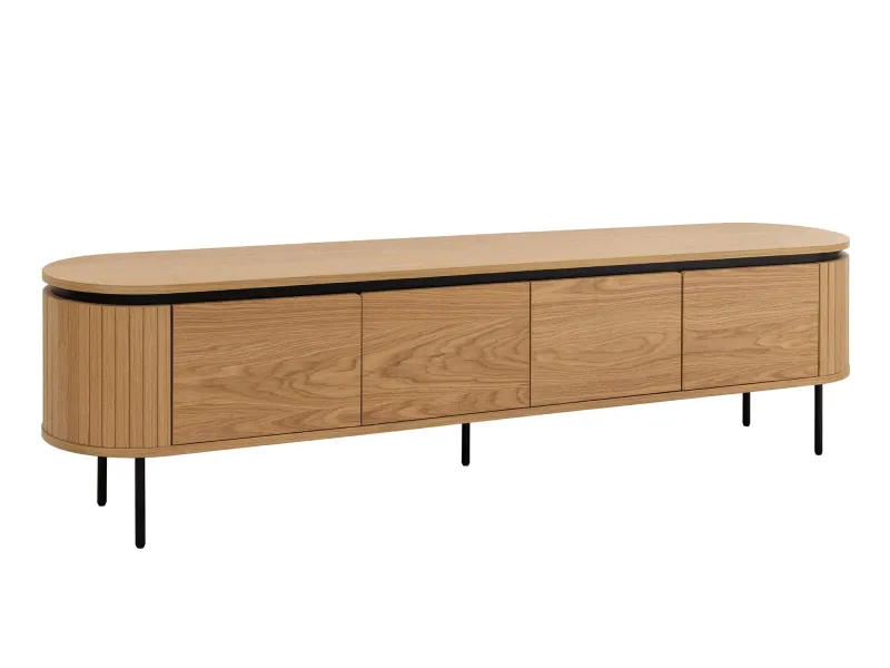 Meuble TV Atelier 200 cm — Chêne naturel et pieds métal noir