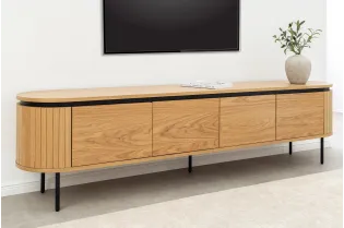Meuble TV Atelier 200 cm — Chêne naturel et pieds métal noir