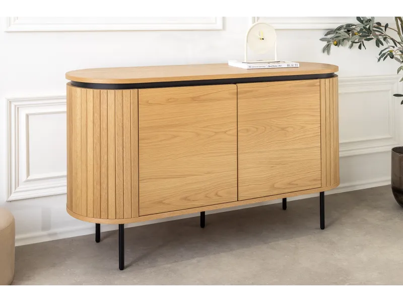 Buffet bas Atelier 120 cm — Chêne naturel et pieds noirs