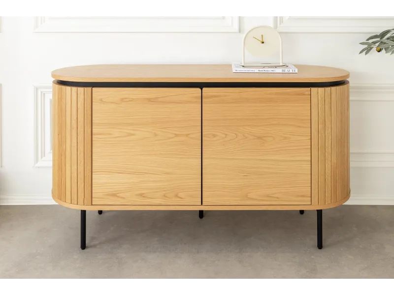 Buffet bas Atelier 120 cm — Chêne naturel et pieds noirs
