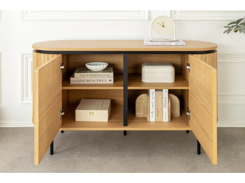 Buffet bas Atelier 120 cm — Chêne naturel et pieds noirs