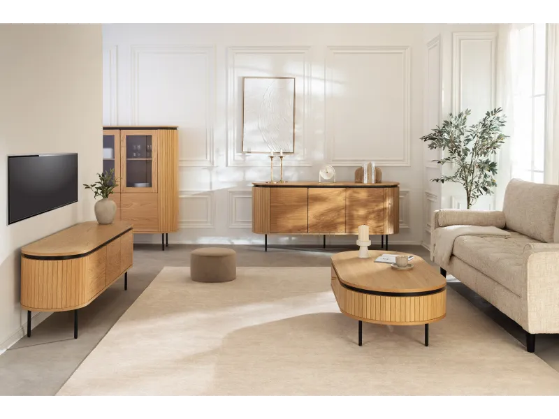 Buffet Atelier 160 cm — Chêne naturel et pieds métal noir