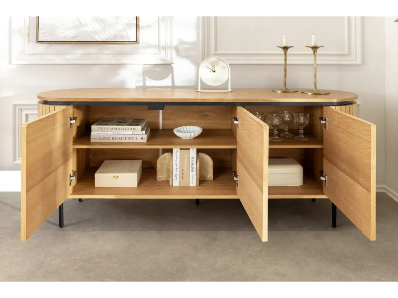 Buffet Atelier 160 cm — Chêne naturel et pieds métal noir