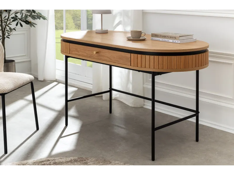 Bureau ATELIER 120 cm en placage chêne et métal noir | Adeniahome