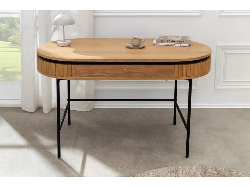 Bureau ATELIER 120 cm en placage chêne et métal noir | Adeniahome