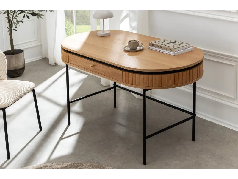 Bureau ATELIER 120 cm en placage chêne et métal noir | Adeniahome