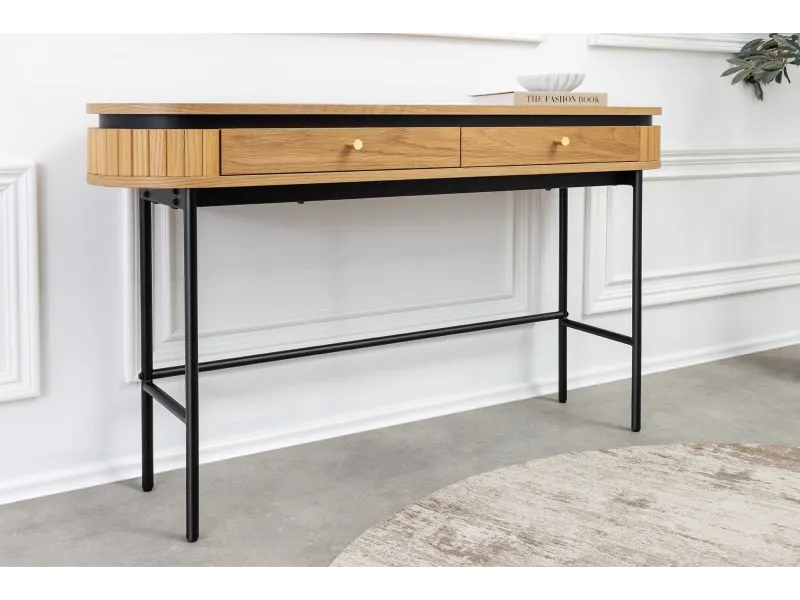 Console ATELIER 120 cm placage chêne et métal noir | Adeniahome