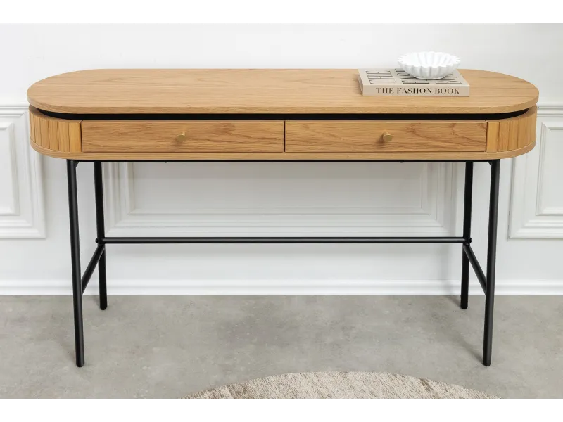 Console ATELIER 120 cm placage chêne et métal noir | Adeniahome