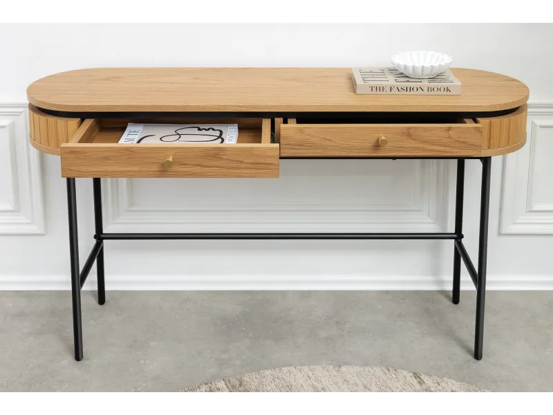 Console ATELIER 120 cm placage chêne et métal noir | Adeniahome