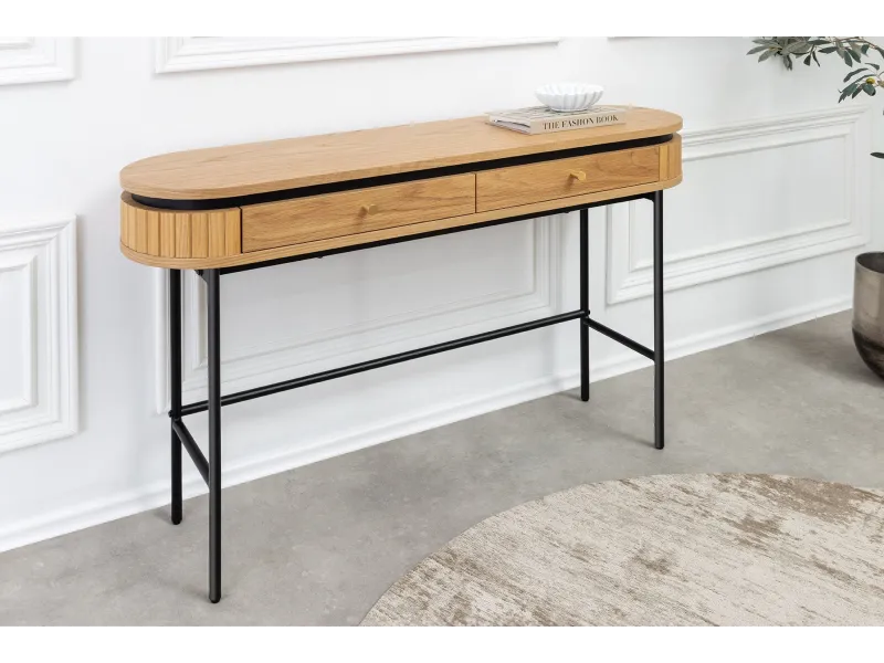 Console ATELIER 120 cm placage chêne et métal noir | Adeniahome
