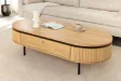 Table basse ATELIER 120 cm en placage chêne et métal noir
