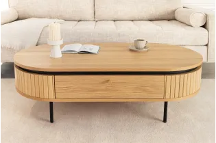 Table basse ATELIER 120 cm en placage chêne et métal noir 2
