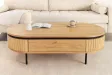 Table basse ATELIER 120 cm en placage chêne et métal noir