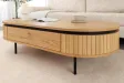 Table basse ATELIER 120 cm en placage chêne et métal noir