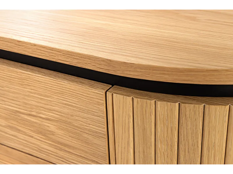 Table basse ATELIER 120 cm en placage chêne et métal noir