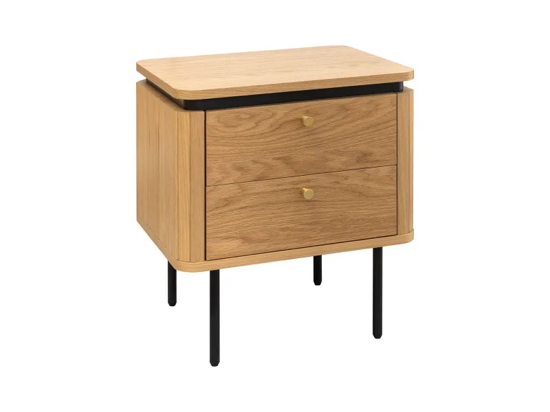 Table de chevet ATELIER 55 cm placage chêne et métal noir