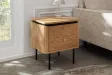 Table de chevet ATELIER 55 cm placage chêne et métal noir