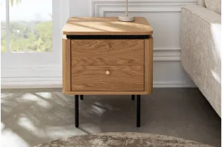 Table de chevet ATELIER 55 cm placage chêne et métal noir 2