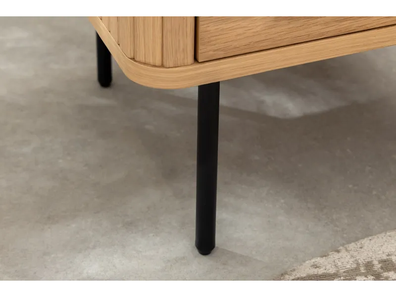 Table de chevet ATELIER 55 cm placage chêne et métal noir