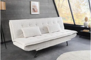 Canapé convertible JAZZ 195 cm 3 places velours côtelé beige