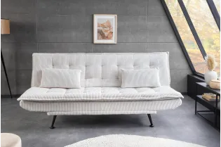 Canapé convertible JAZZ 195 cm 3 places velours côtelé beige 2