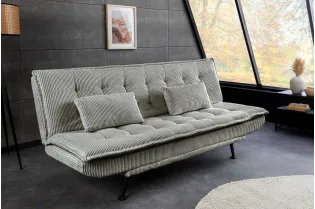 Canapé convertible JAZZ velours côtelé greige 190 cm — 3 places