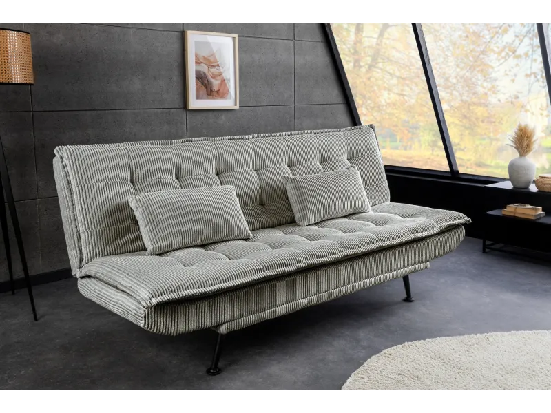 Canapé convertible JAZZ velours côtelé greige 190 cm — 3 places