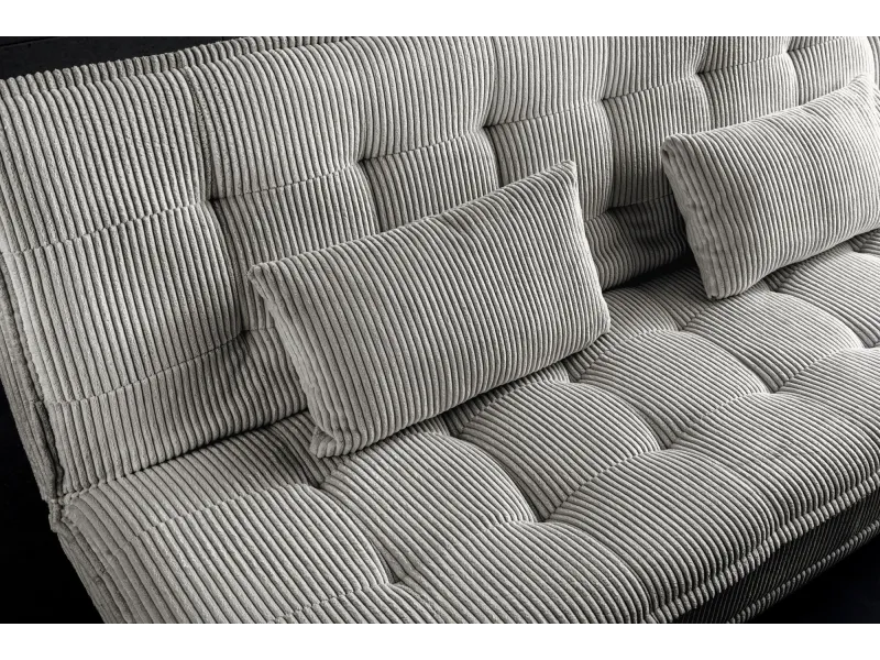 Canapé convertible JAZZ velours côtelé greige 190 cm — 3 places