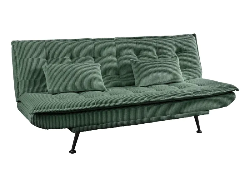 Canapé convertible JAZZ velours côtelé vert 190 cm — 3 places
