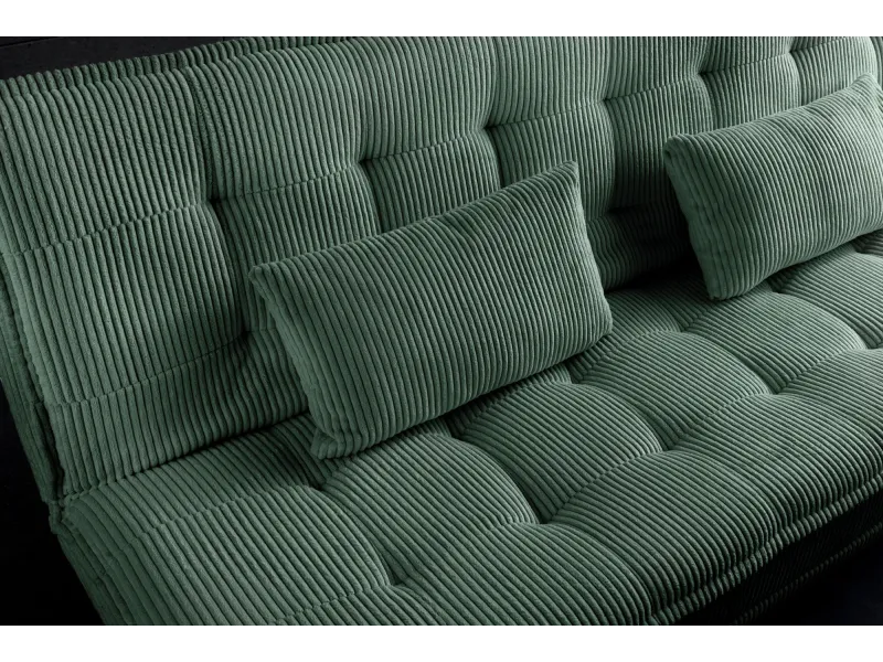 Canapé convertible JAZZ velours côtelé vert 190 cm — 3 places