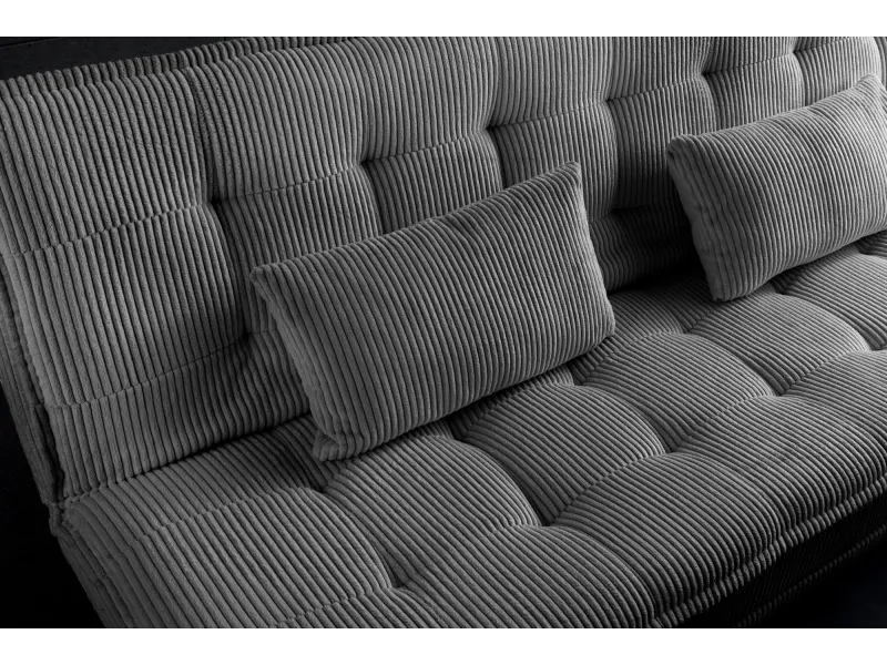 Canapé convertible JAZZ velours côtelé gris 190 cm — 3 places