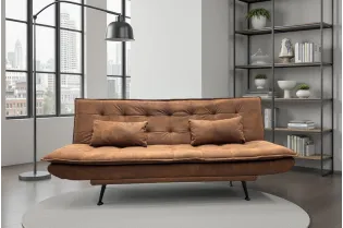 Canapé convertible JAZZ microfibre marron 195 cm — 3 places