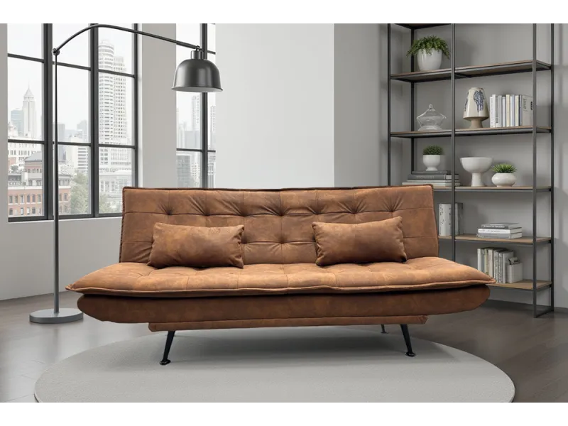Canapé convertible JAZZ microfibre marron 195 cm — 3 places