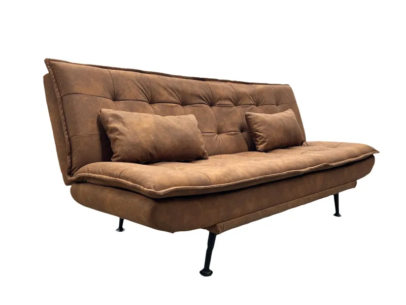 Canapé convertible JAZZ microfibre marron 195 cm — 3 places