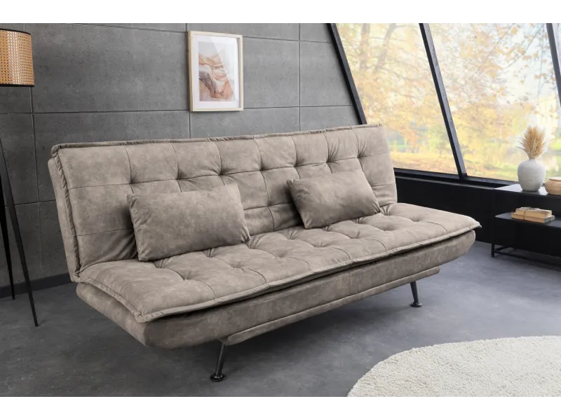 Canapé convertible JAZZ microfibre taupe 190 cm — 3 places
