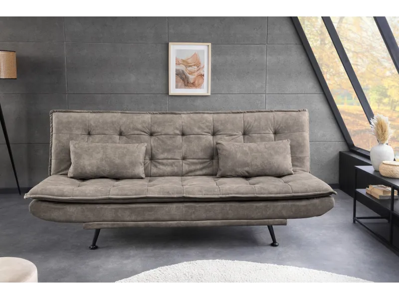 Canapé convertible JAZZ microfibre taupe 190 cm — 3 places