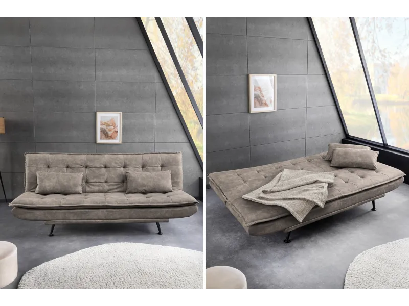 Canapé convertible JAZZ microfibre taupe 190 cm — 3 places