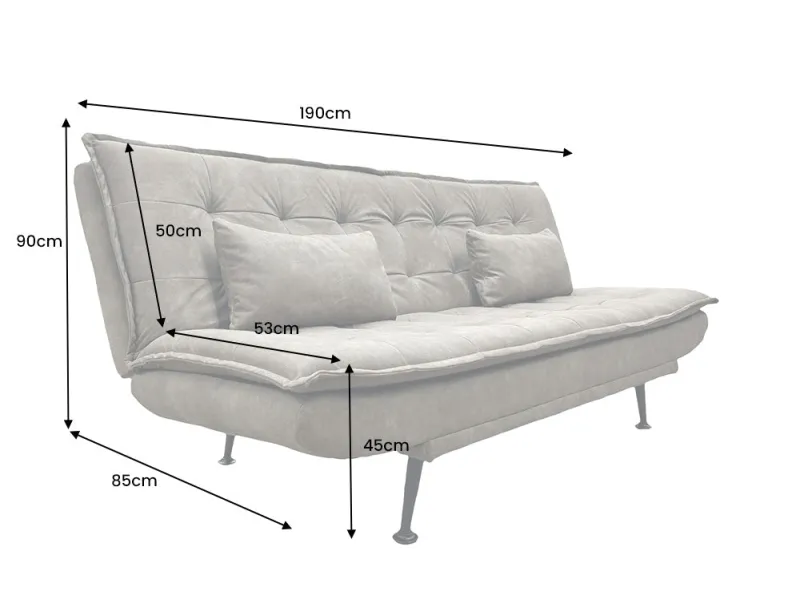 Canapé convertible JAZZ microfibre taupe 190 cm — 3 places