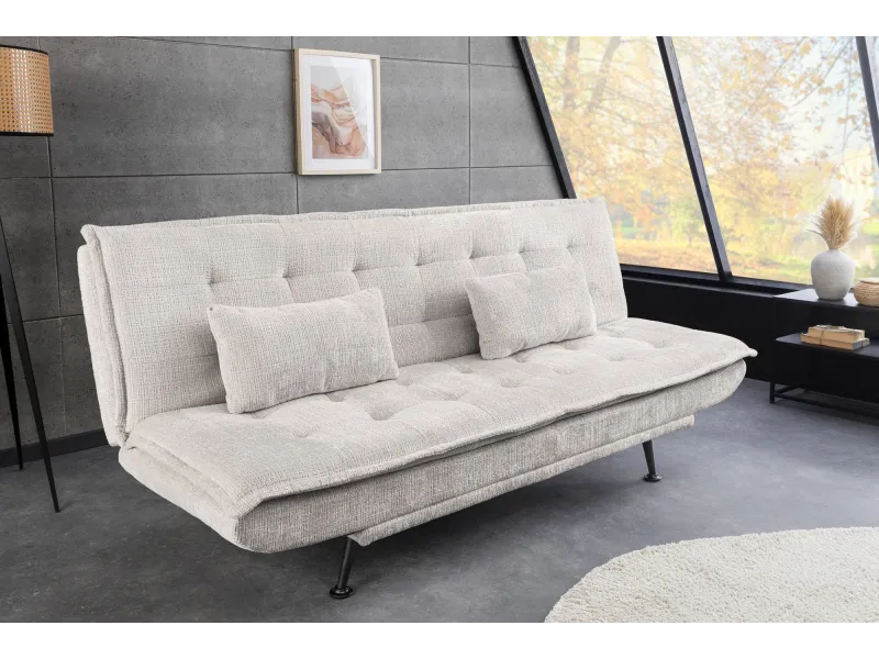 Canapé convertible JAZZ 195 cm chenille champagne beige — 3 places