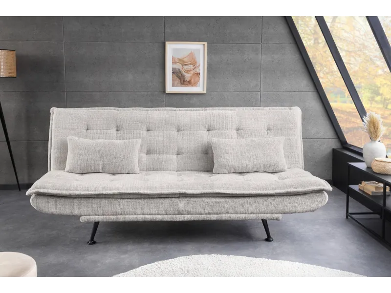 Canapé convertible JAZZ 195 cm chenille champagne beige — 3 places