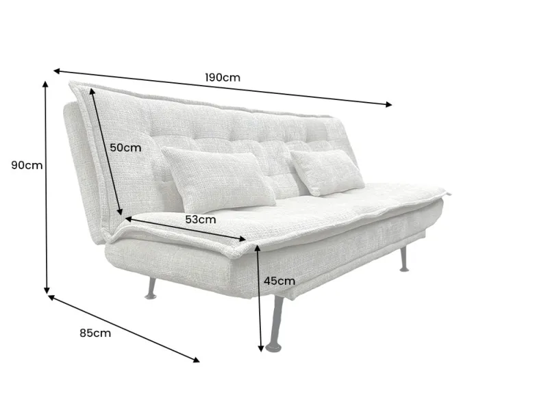 Canapé convertible JAZZ 195 cm chenille champagne beige — 3 places